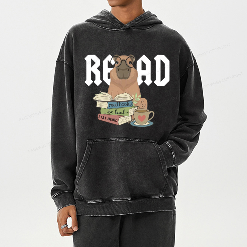 Pagewing Read Back In The Library rock And Roll Unisex Washed Hoodie
