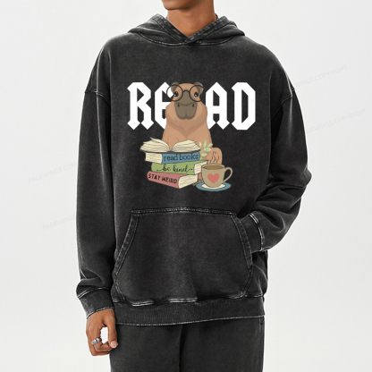 Pagewing Read Back In The Library rock And Roll Unisex Washed Hoodie