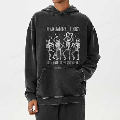 Pagewing Reading Books Tee Book Lover Gift Unisex Washed Hoodie