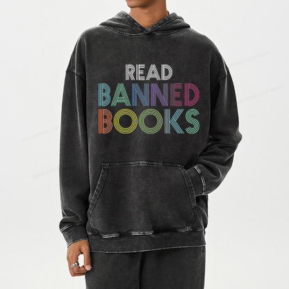 Pagewing Read Banned Books Shirt, Social Justice Gift Unisex Washed Hoodie