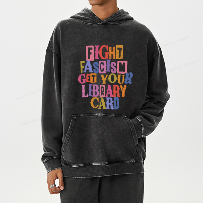 Pagewing Get Your Library Card Unisex Washed Hoodie