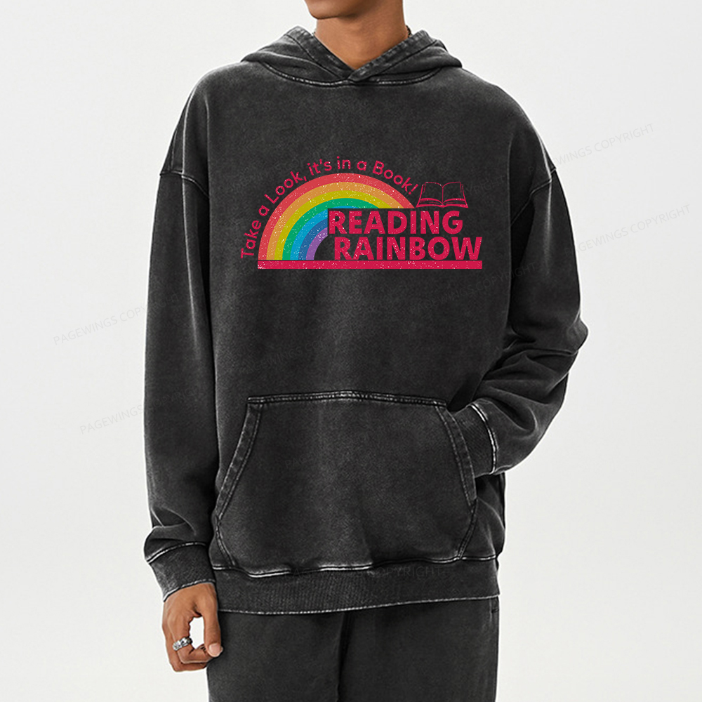 Pagewing Reading Rainbow Unisex Washed Hoodie