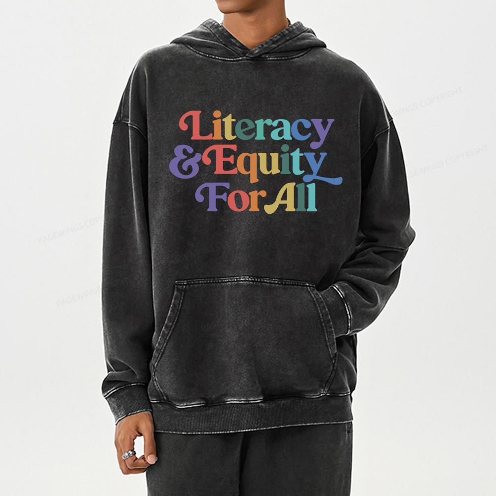 Pagewing Literacy & Equity For All Unisex Washed Hoodie