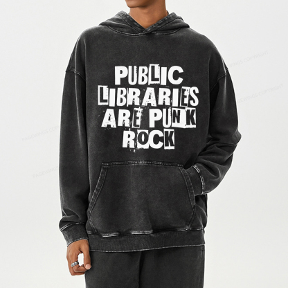 Pagewing Public Libraries Are Punk Rock Unisex Washed Hoodie