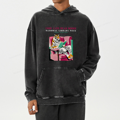 Pagewing Library Week Poster 1996 Unisex Washed Hoodie