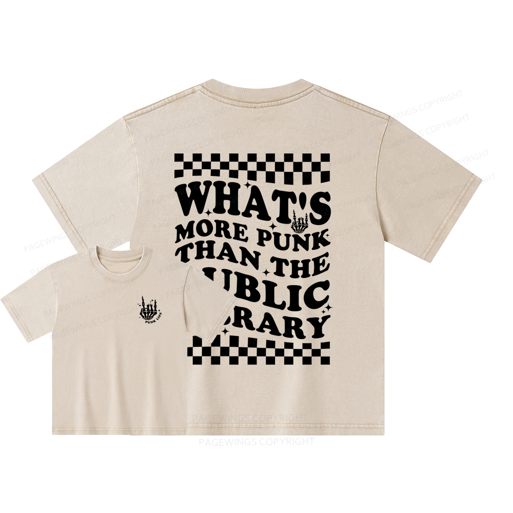 Pagewings punk the public library Unisex Kids Washed T-shirt