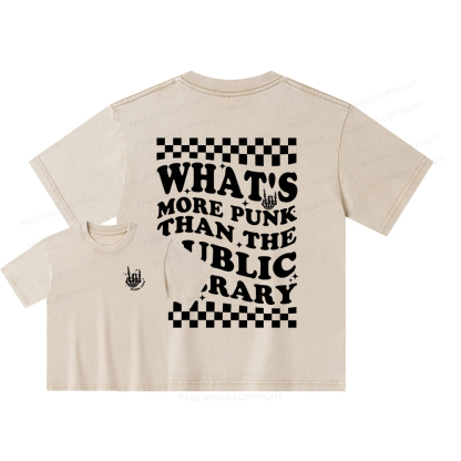 Pagewings punk the public library Unisex Kids Washed T-shirt