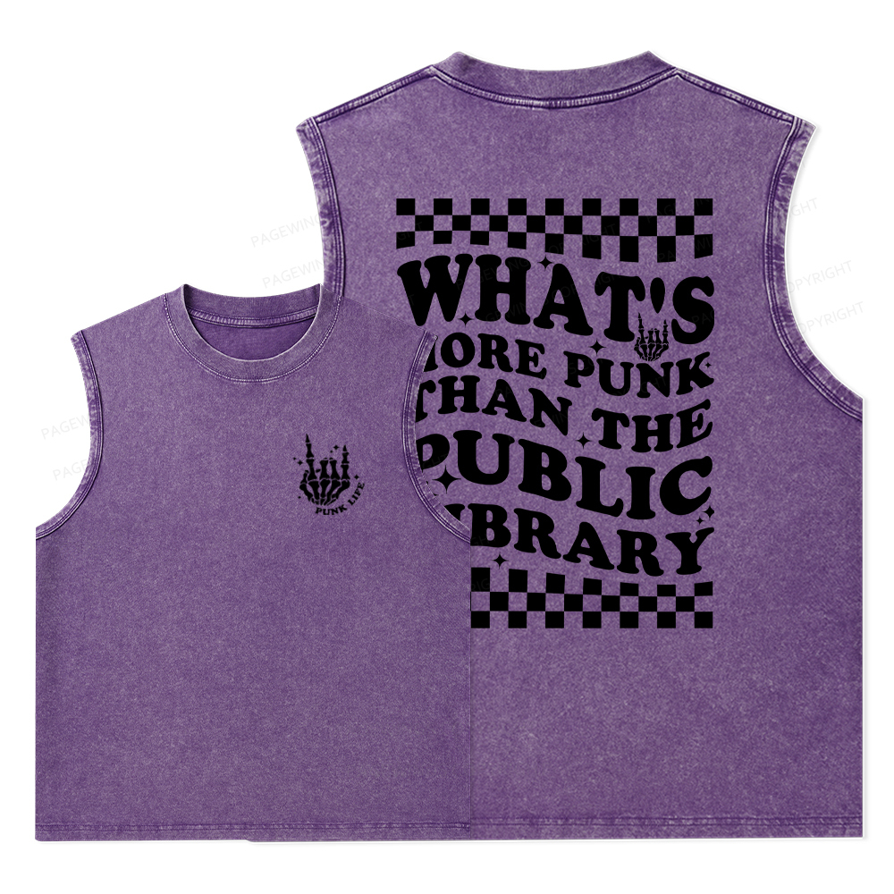 Pagewings punk the public library Unisex Washed Tank Top
