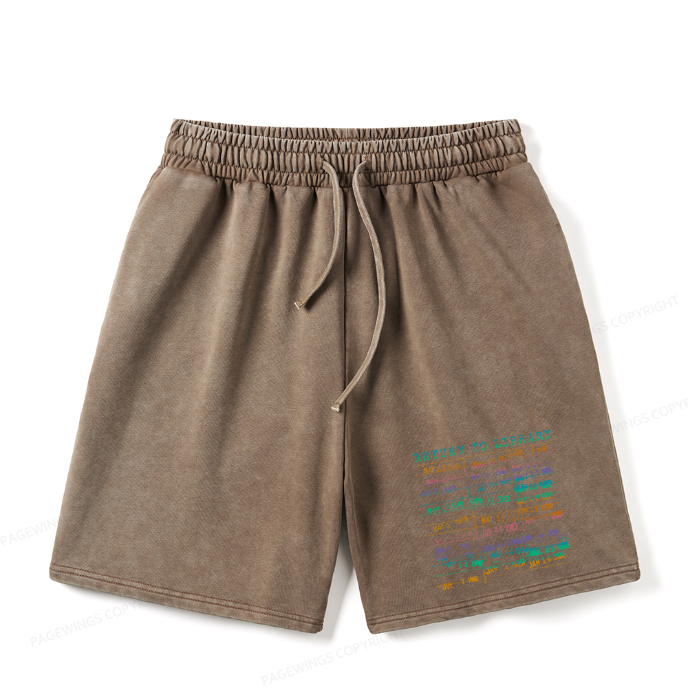 Pagewings Vintage Library Rainbow Unisex Washed Shorts