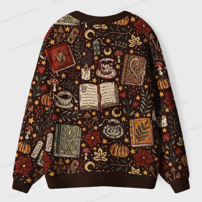 Pagewings Cozy Autumn Reading Unisex Ugly Cardigan Sweaters