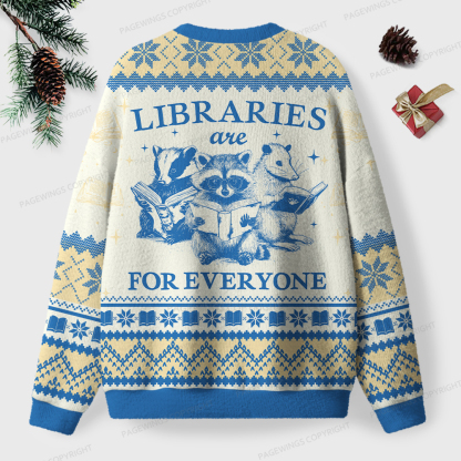 Pagewings Libraries Are For Everyone Unisex Ugly Knit Sweatshirt