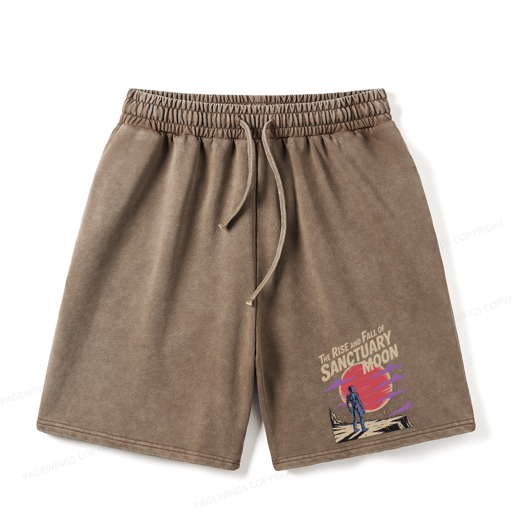 Pagewings The Rise And Fall Of Sanctuary Moon Unisex Washed Shorts