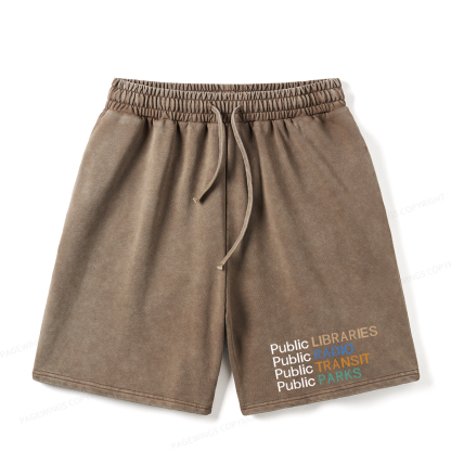 Pagewings Public Libraries Radio Transit Parks Unisex Washed Shorts