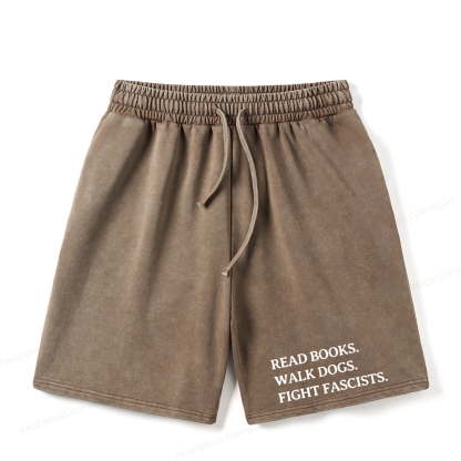 Pagewings Read Books Walk Dogs And Fight Unisex Washed Shorts