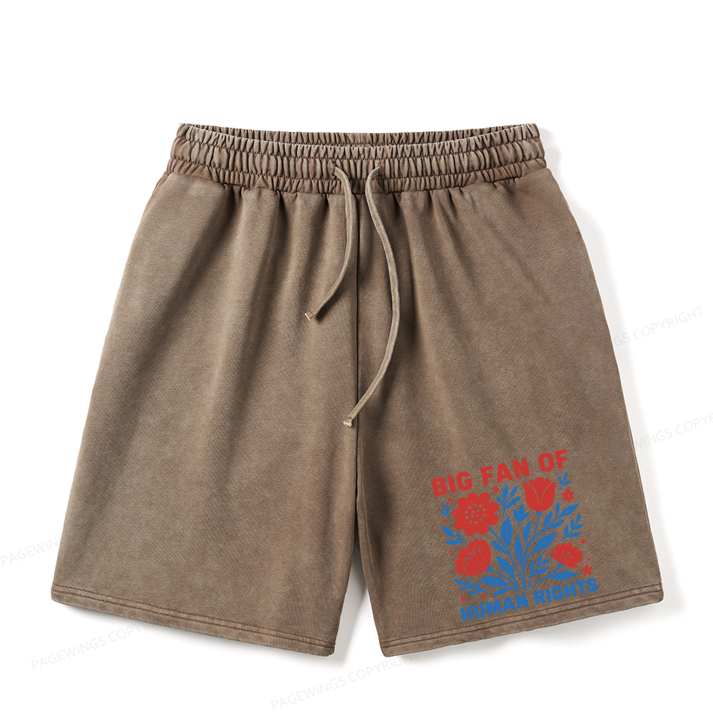 Pagewings Big Fan Of Human Rights Unisex Washed Shorts