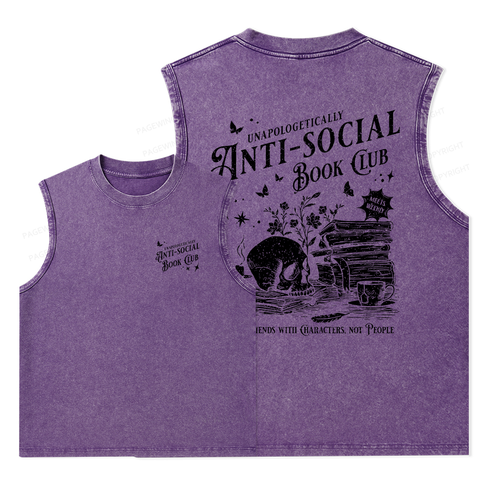 Pagewings Anti-social Book Club Comfort Colors Unisex Washed Tank Top