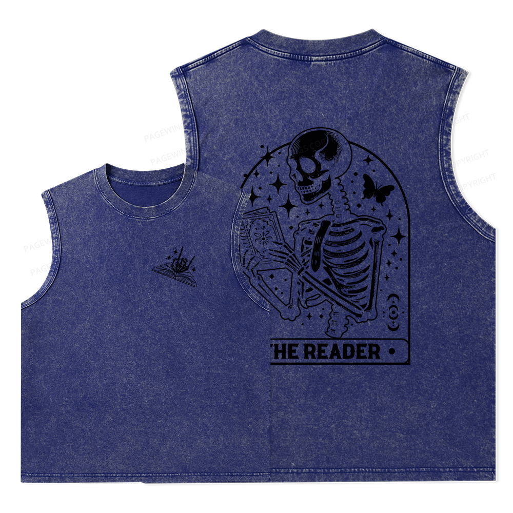 Pagewings The Reader Tarot Card Shirt Unisex Washed Tank Top