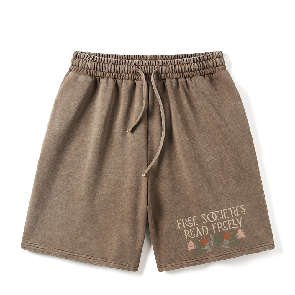 Pagewings Read Freely Unisex Washed Shorts