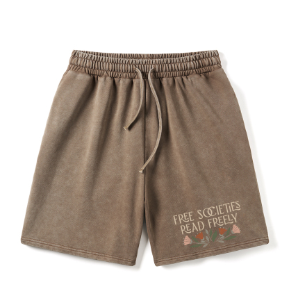 Pagewings Read Freely Unisex Washed Shorts