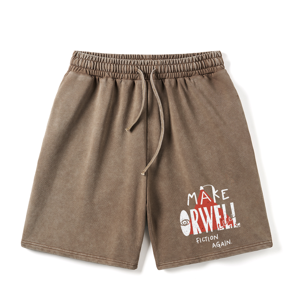 Pagewings Make Orwell Fiction Again Unisex Washed Shorts