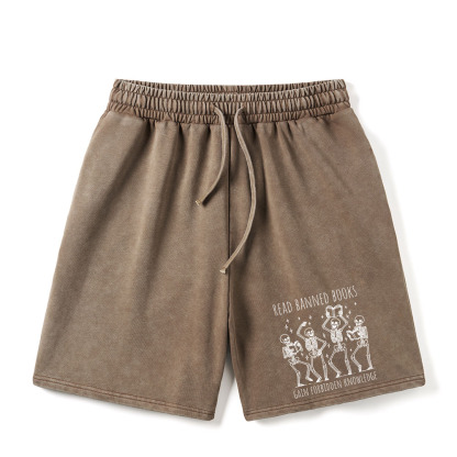 Pagewings Reading Books Tee Book Lover Unisex Washed Shorts