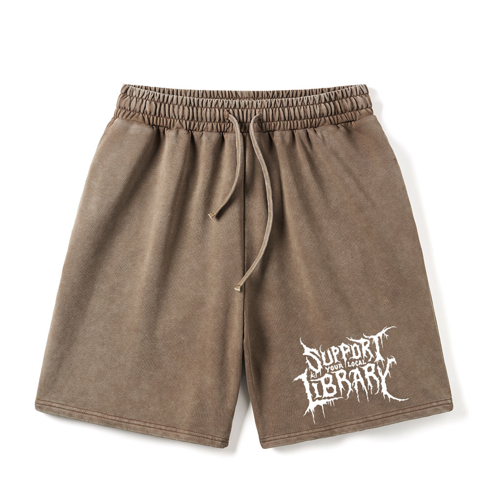 Pagewings Support Your Local Library Unisex Washed Shorts