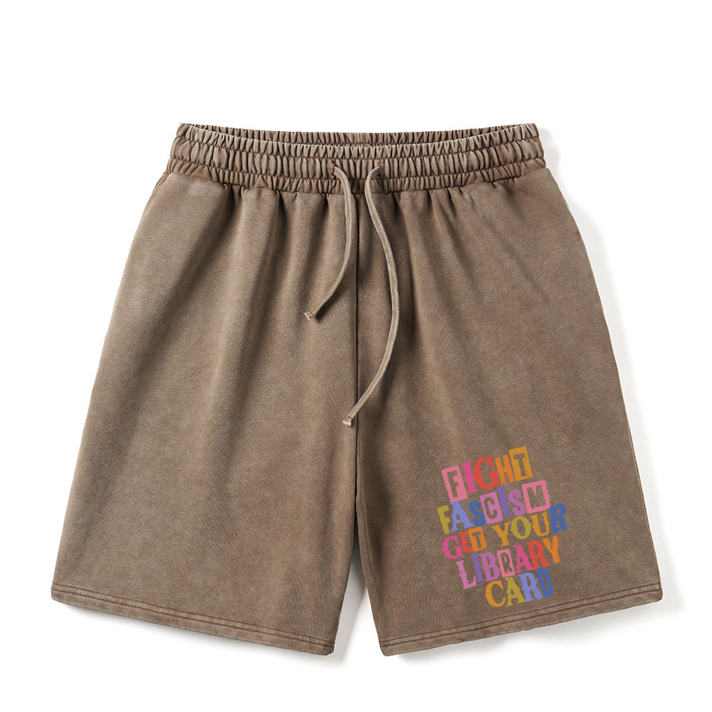 Pagewings Get Your Library Card Unisex Washed Shorts