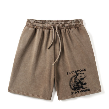 Pagewings Read Books Stay Weird Unisex Washed Shorts