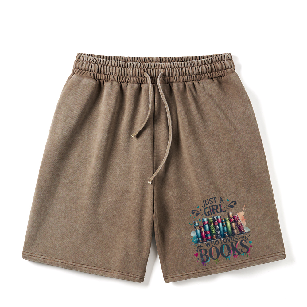 Pagewings Just A Girl Who Loves Books Unisex Washed Shorts