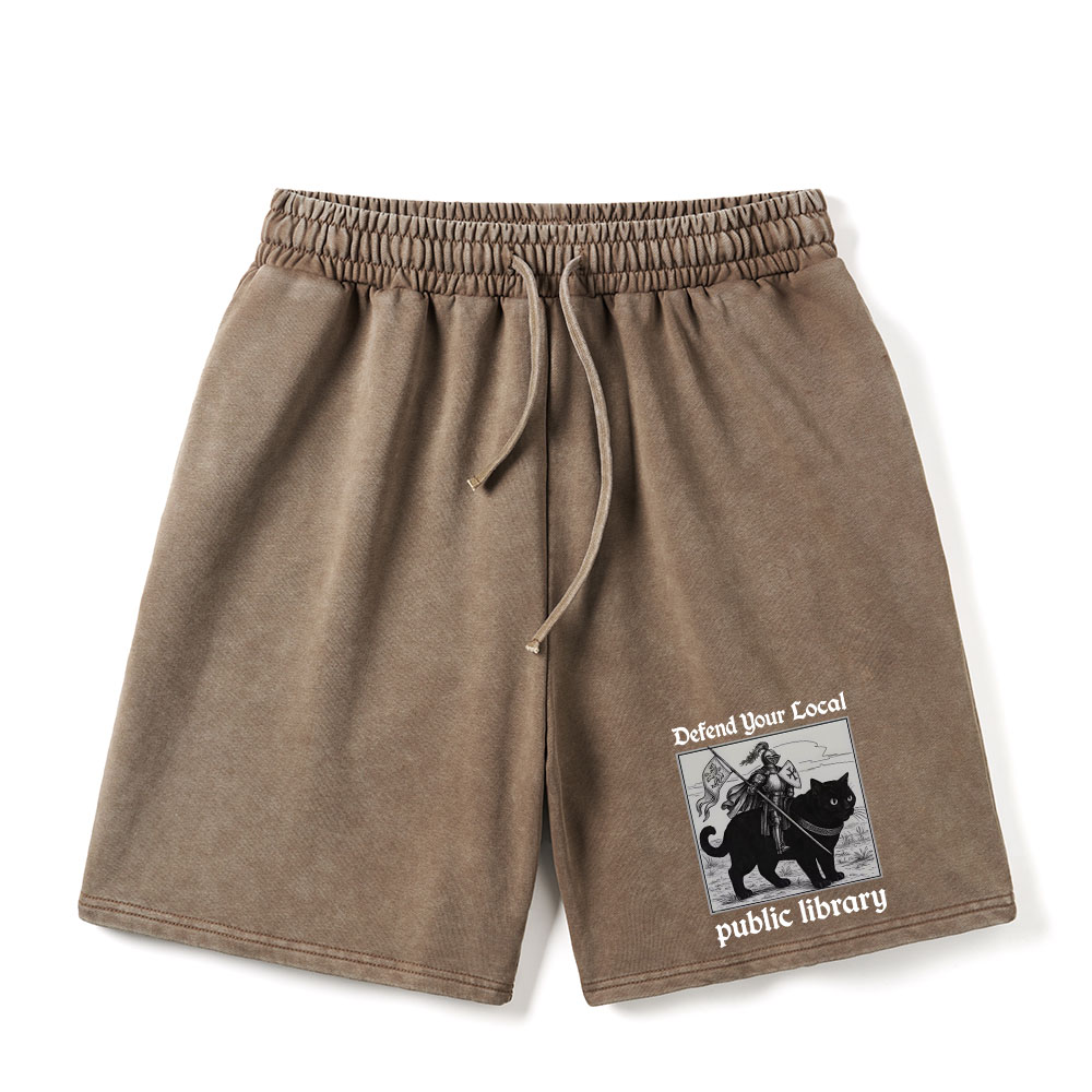 Pagewings Defend Your Local public library Unisex Washed Shorts