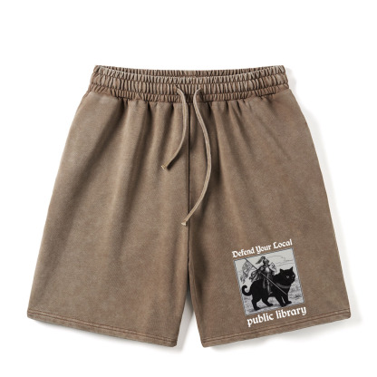 Pagewings Defend Your Local public library Unisex Washed Shorts