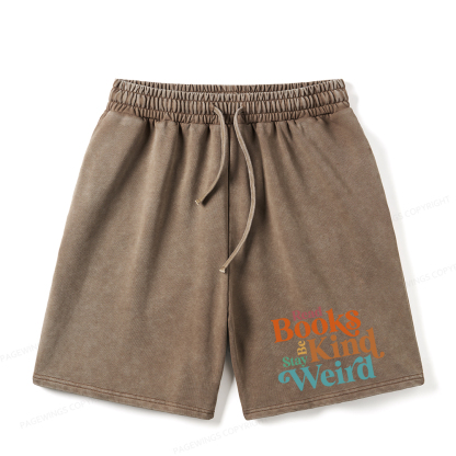 Pagewings Read Books Be Kind Stay Weird Unisex Washed Shorts