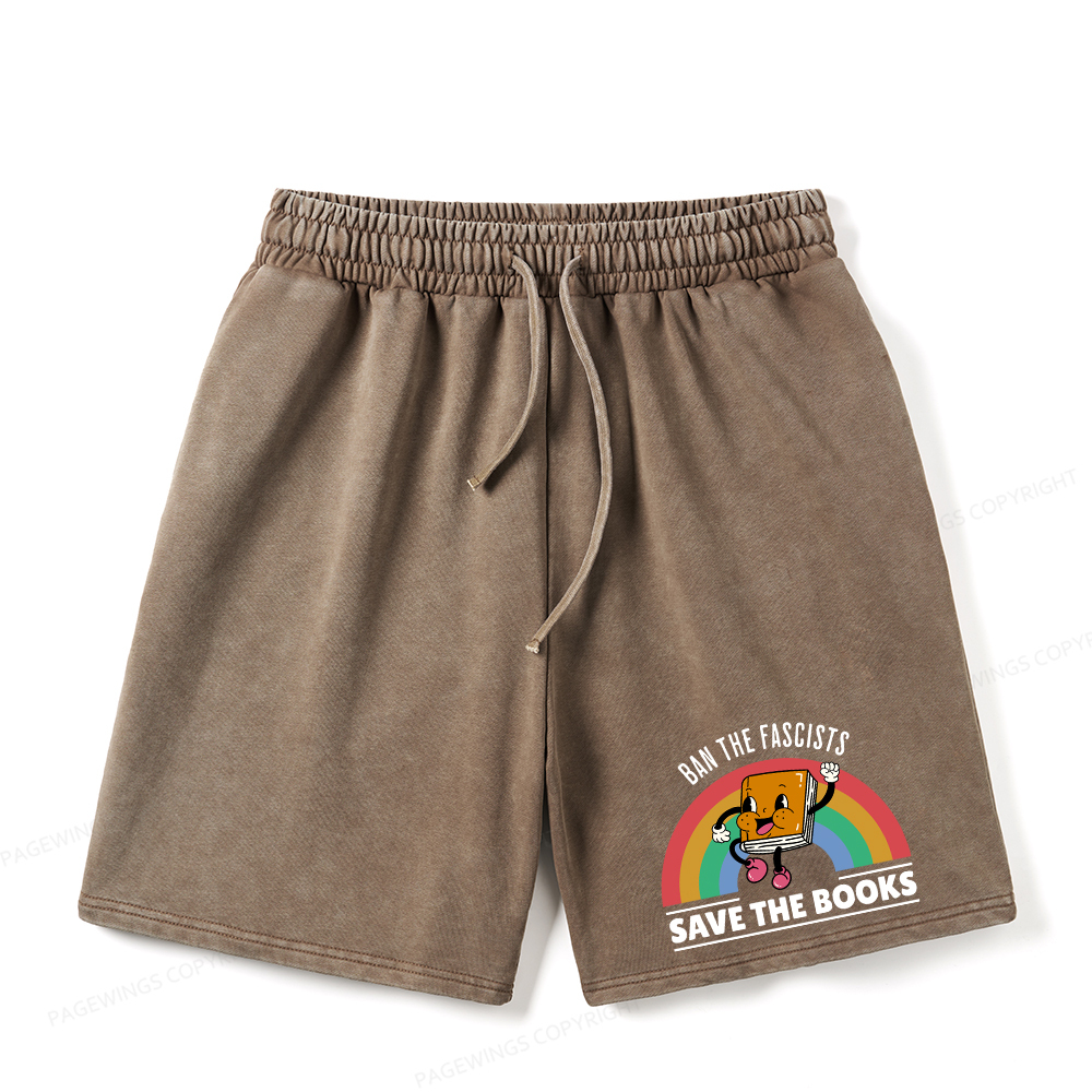 Pagewings Ban The Fascists Save The Books Unisex Washed Shorts