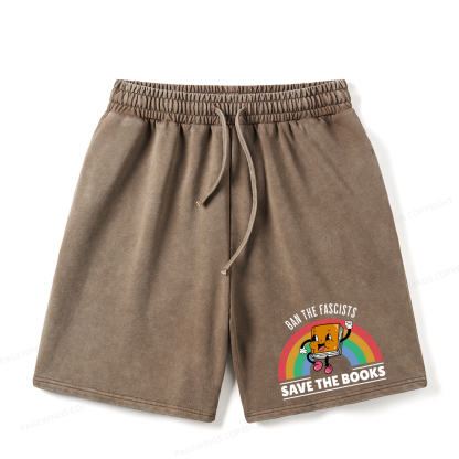 Pagewings Ban The Fascists Save The Books Unisex Washed Shorts