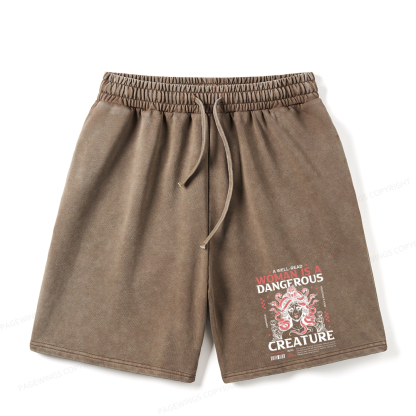 Pagewings A Well-Read Woman is A Dangerous Creature Unisex Washed Shorts