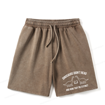 Pagewings Dinosaurs Didn't Read Unisex Washed Shorts