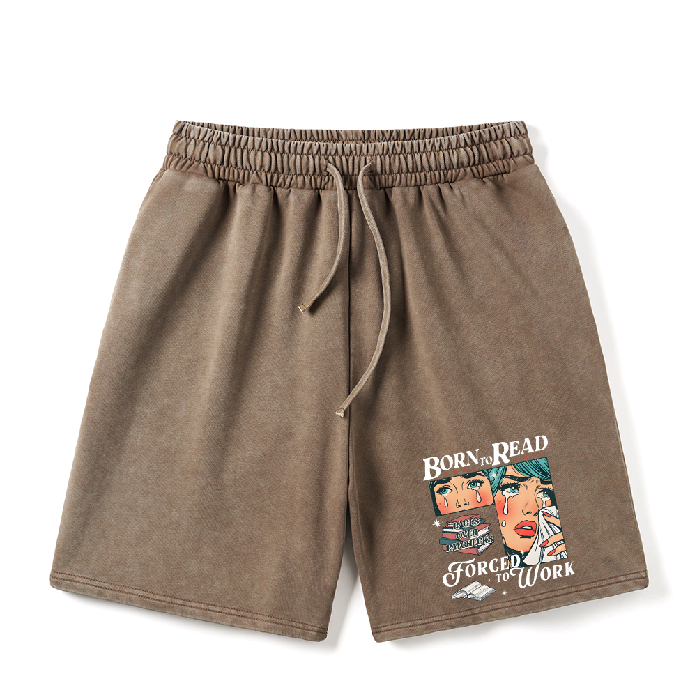 Pagewings Born To Read Bookish Unisex Washed Shorts