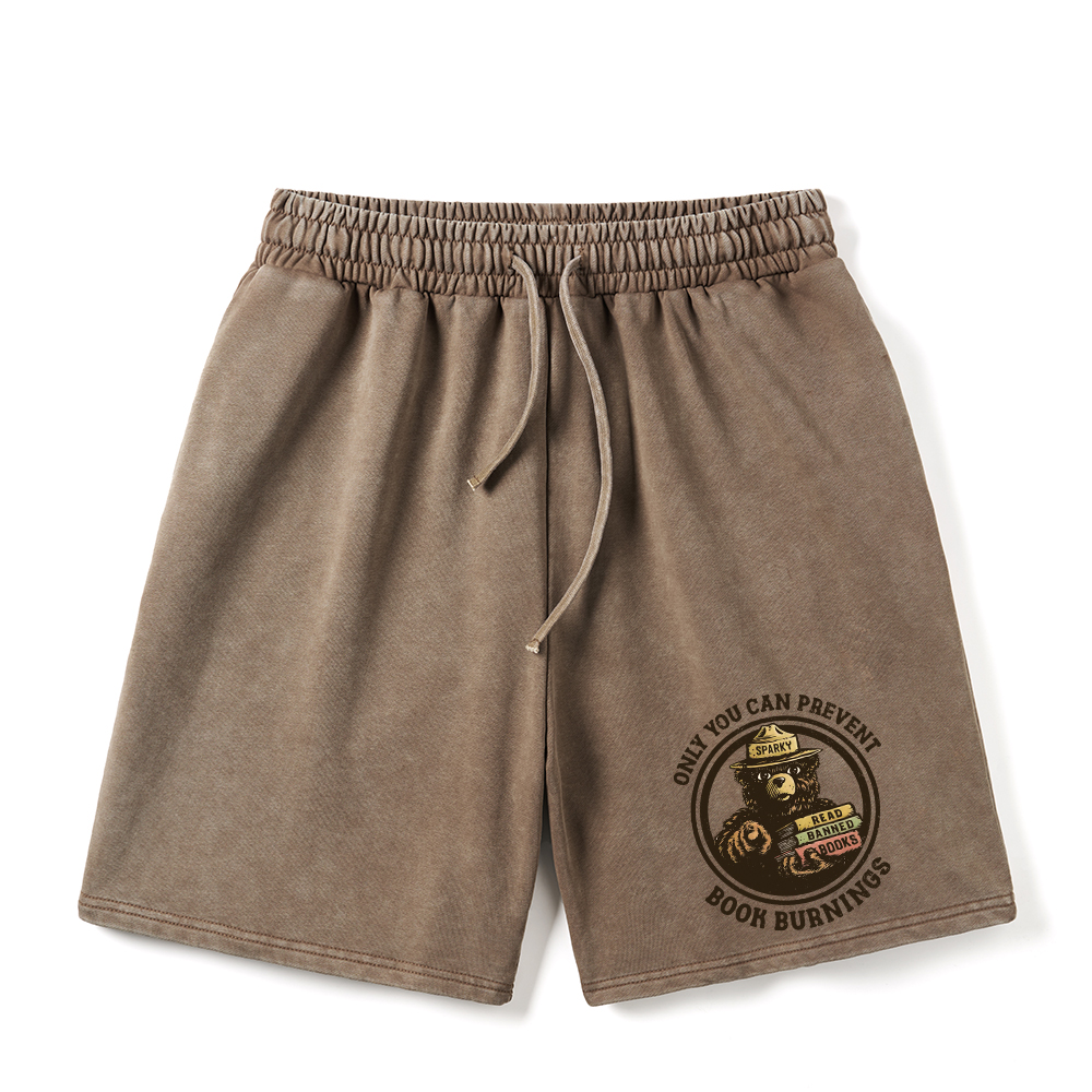 Pagewings Only You Can Prevent Book Burnings Unisex Washed Shorts
