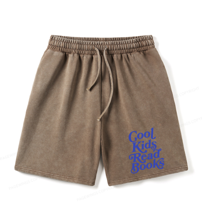 Pagewings Cool Kids Read Books Unisex Washed Shorts
