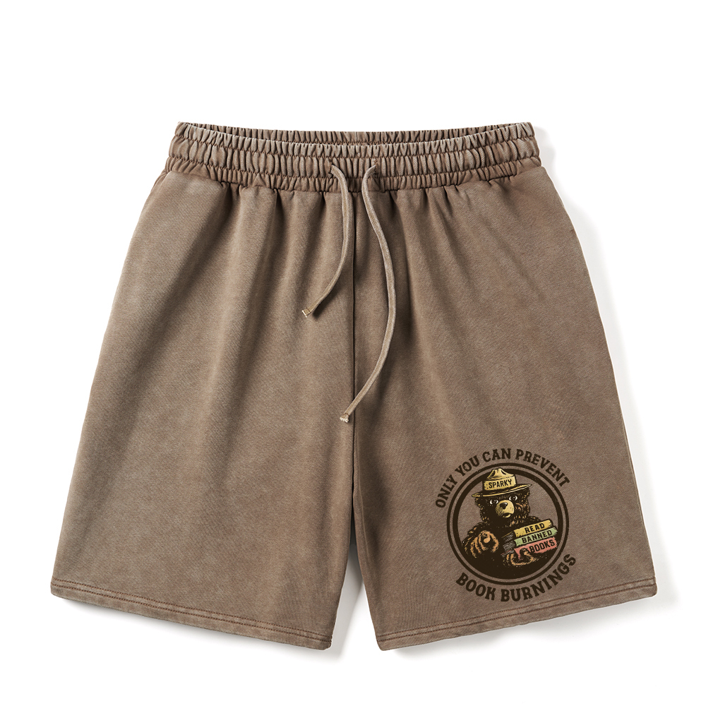Pagewings Only You Can Prevent Book Burnings Unisex Washed Shorts