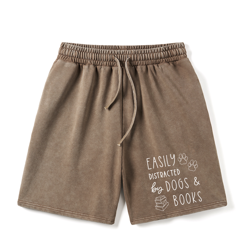 Pagewings Dogs And Books Unisex Washed Shorts