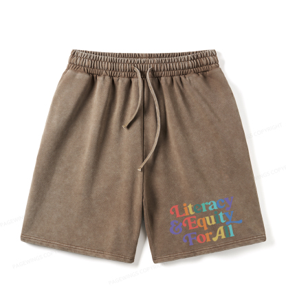 Pagewings Literacy & Equity For All Unisex Washed Shorts