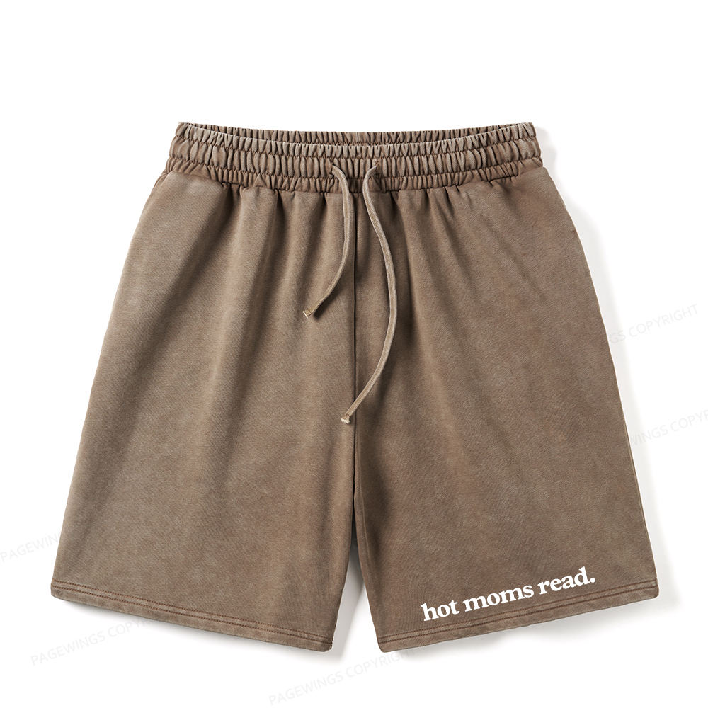 Pagewings Hot Moms Read Unisex Washed Shorts