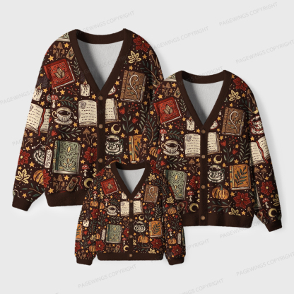 Pagewings Cozy Autumn Reading Unisex Ugly Cardigan Sweaters