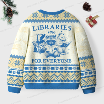 Pagewings Libraries Are For Everyone Unisex Ugly Knit Sweatshirt