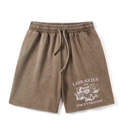Pagewings Libraries Are For Everyone Unisex Washed Shorts
