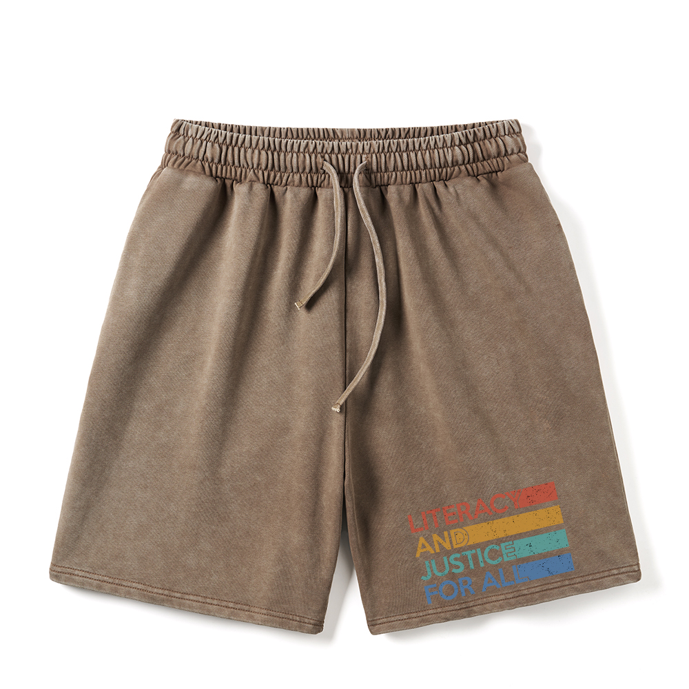 Pagewings Literacy and Justice For All Unisex Washed Shorts