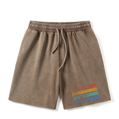 Pagewings Literacy and Justice For All Unisex Washed Shorts