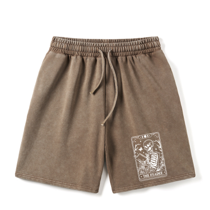 Pagewings Halloween The Reader Tarot Card Unisex Washed Shorts