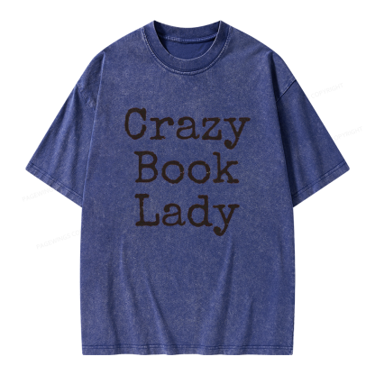 Pagewings Crazy Book Lady Unisex Washed T-shirt